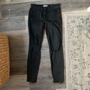 Madewell High Rise Black Ripped Jeans